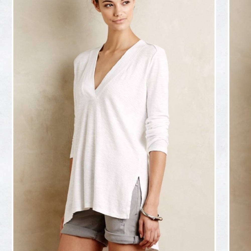 Anthropologie Slubbed V-Neck Tunic